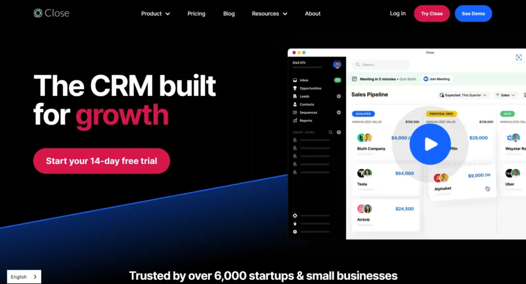 Close sales engagement software with strong CRM functionalities