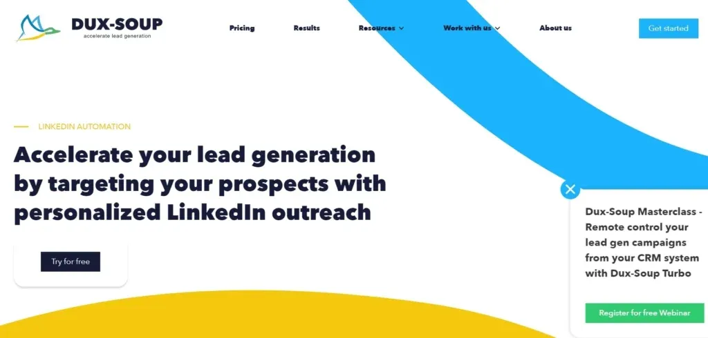 A screenshot of LinkedIn automation tool, Duxsoup.