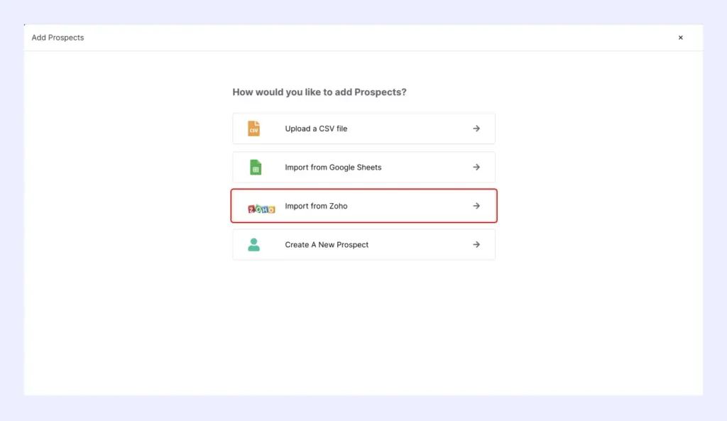 import leads from Zoho CRM