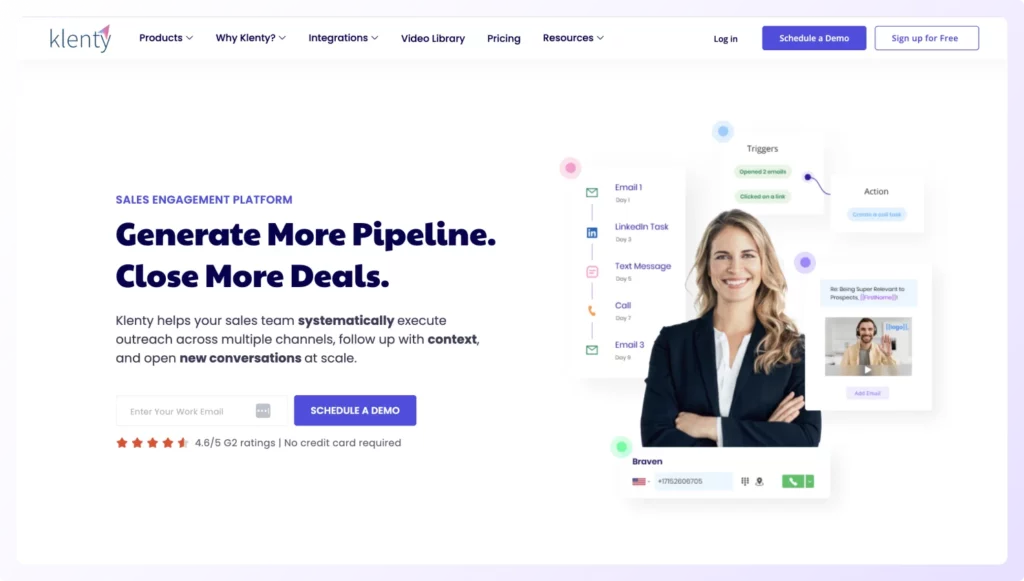 Best sales engagement Platform Klenty Landing Page
